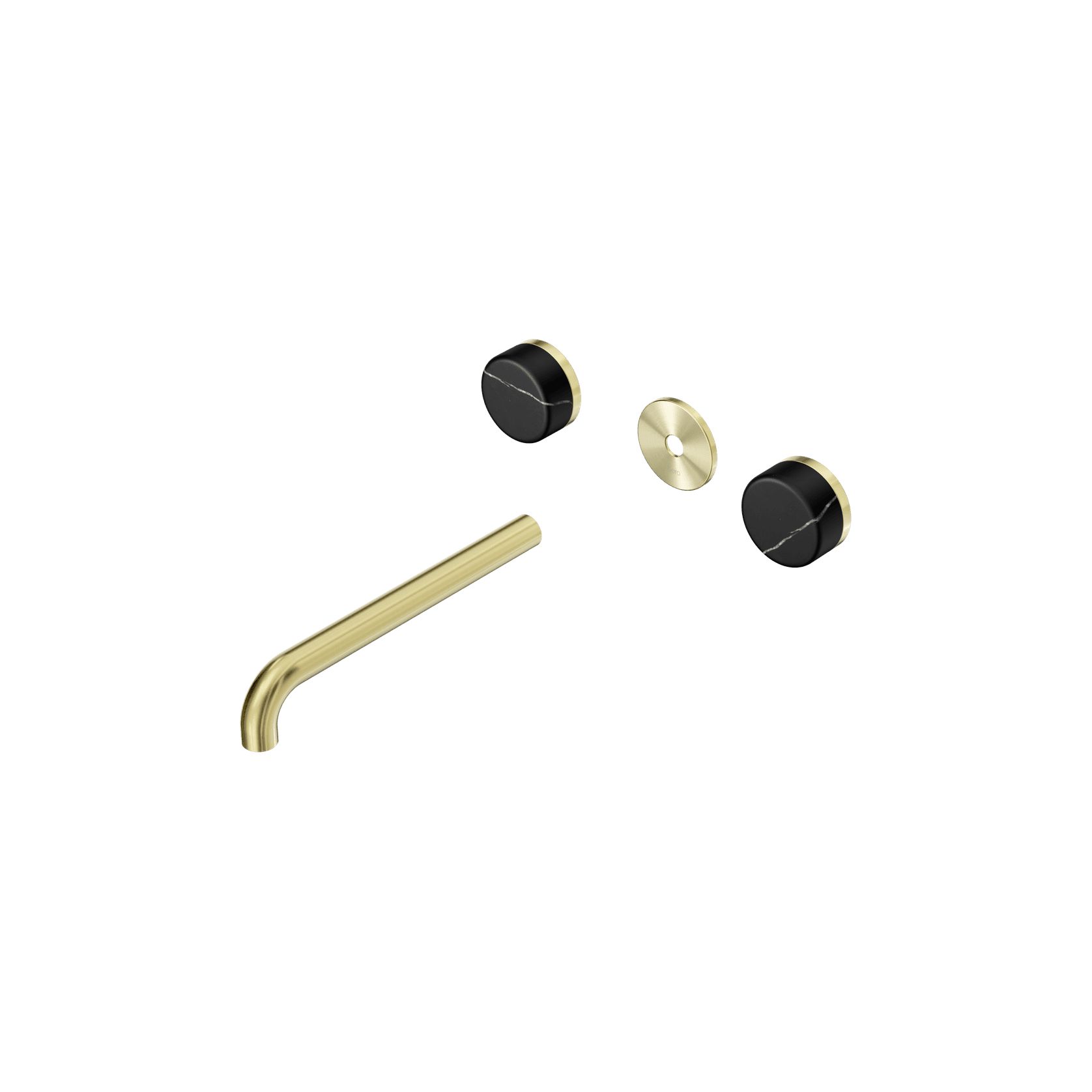 Serenity Wall Basin 220mm Spout + Marquina Black Handle Brushed Gold gallery detail image