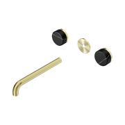 Serenity Wall Basin 220mm Spout + Marquina Black Handle Brushed Gold gallery detail image