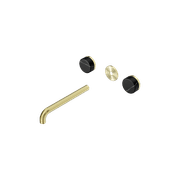 Serenity Wall Basin 220mm Spout + Marquina Black Handle Brushed Gold gallery detail image