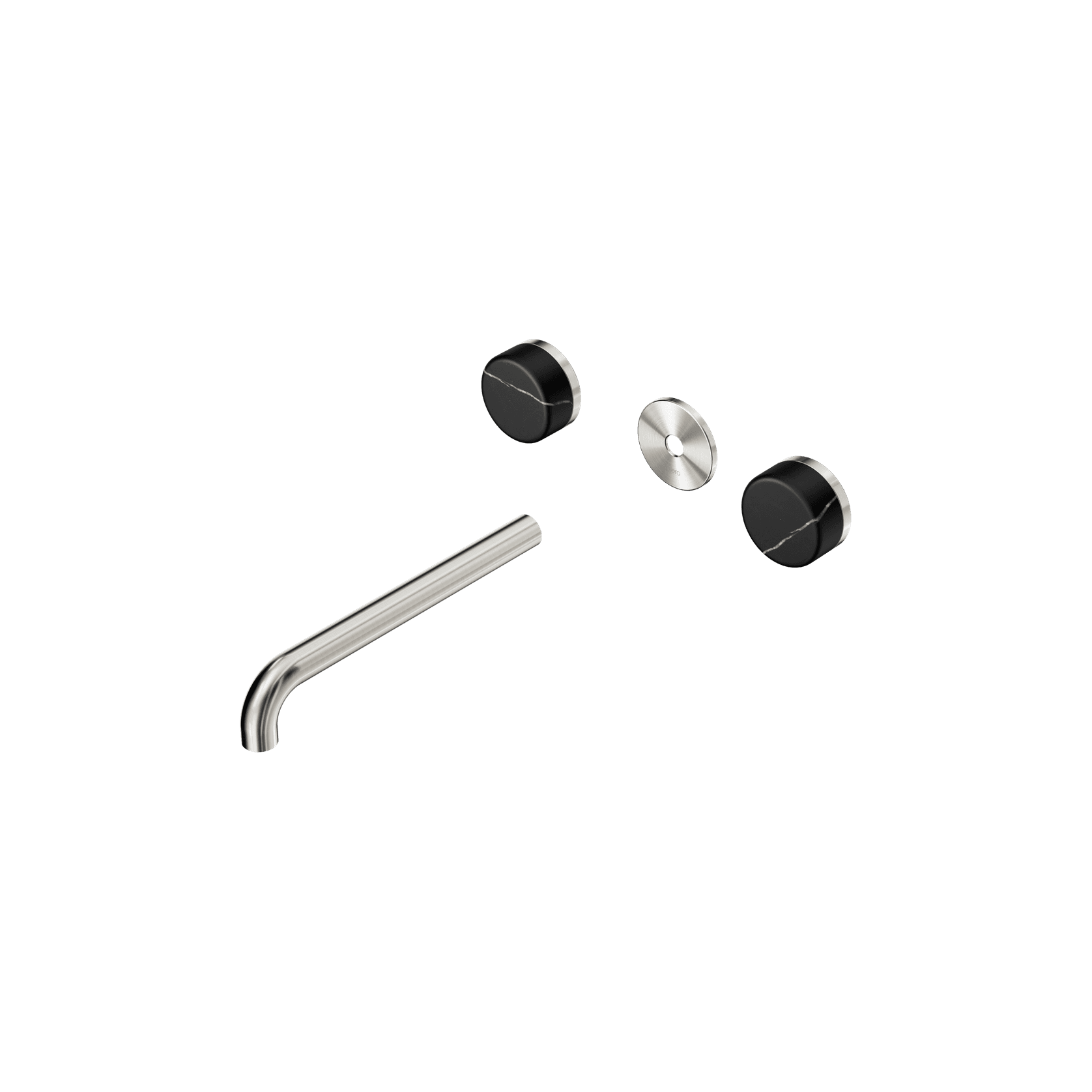 Serenity Wall Basin 220mm Spout + Marquina Black Handle Brushed Nickel gallery detail image