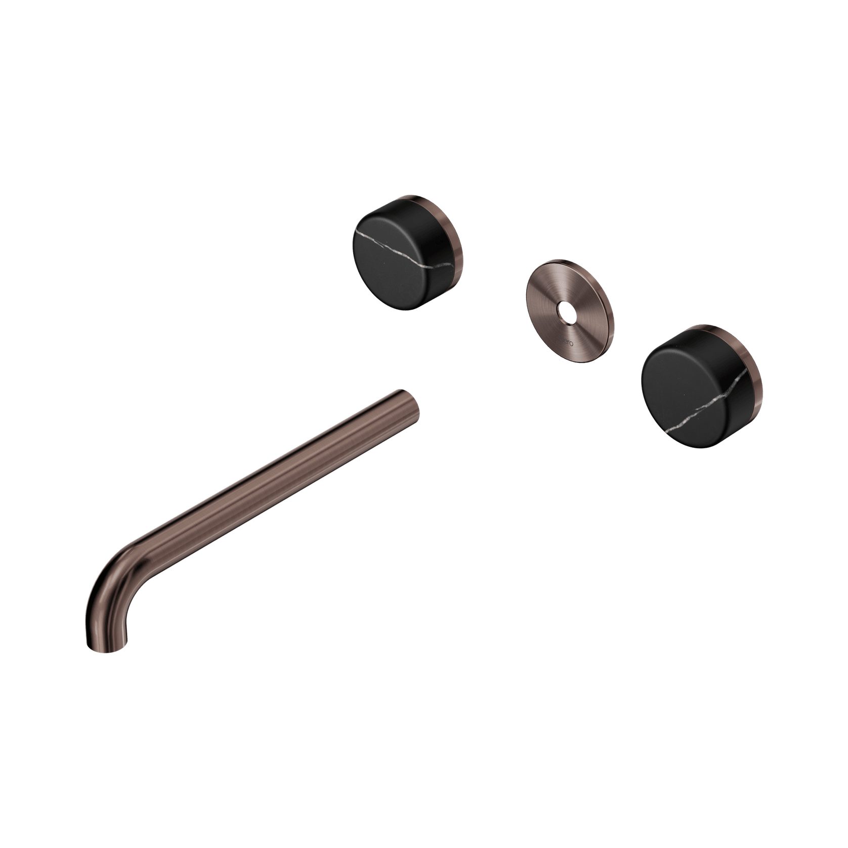 Serenity Wall Basin 220mm Spout + Marquina Black Handle Brushed Bronze gallery detail image