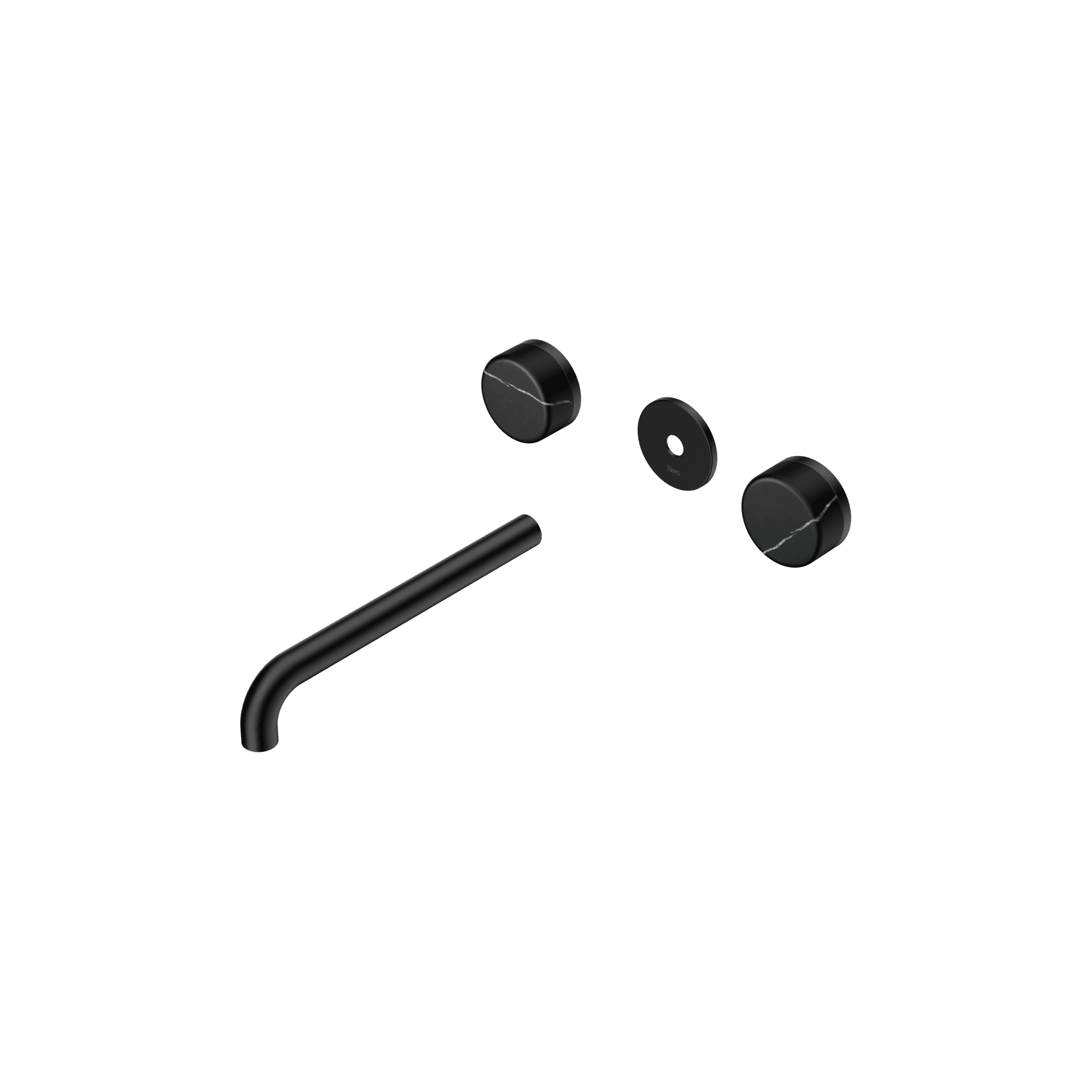 Serenity Wall Basin 220mm Spout + Marquina Black Handle Matte Black gallery detail image