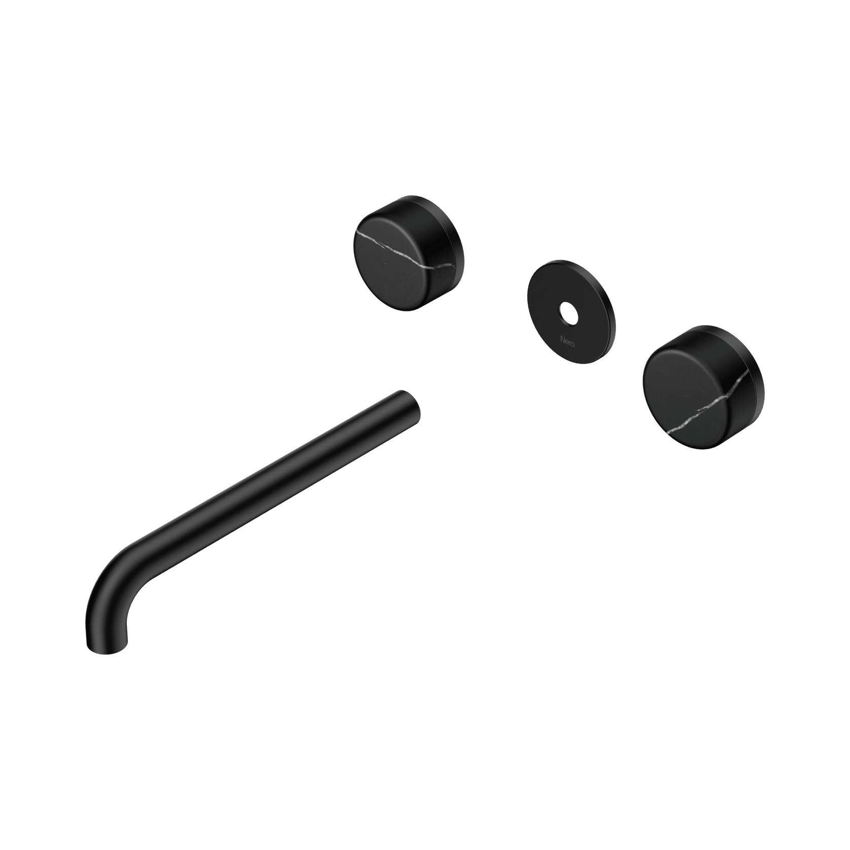 Serenity Wall Basin 220mm Spout + Marquina Black Handle Matte Black gallery detail image