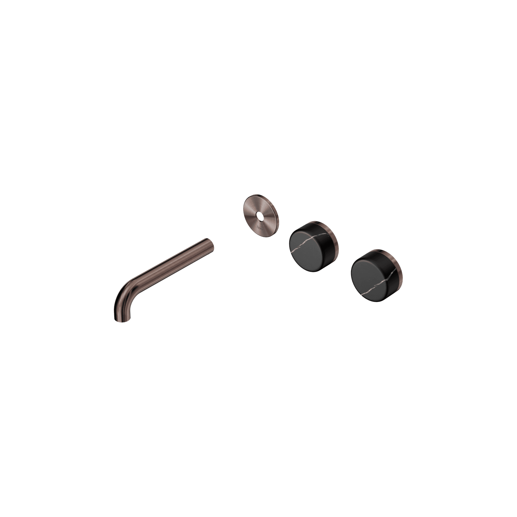 Serenity Wall Basin 160mm Offspout + Marquina Black Handle Brushed Bronze gallery detail image