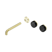 Serenity Wall Basin 185mm Offspout + Marquina Black Handle Brushed Gold gallery detail image