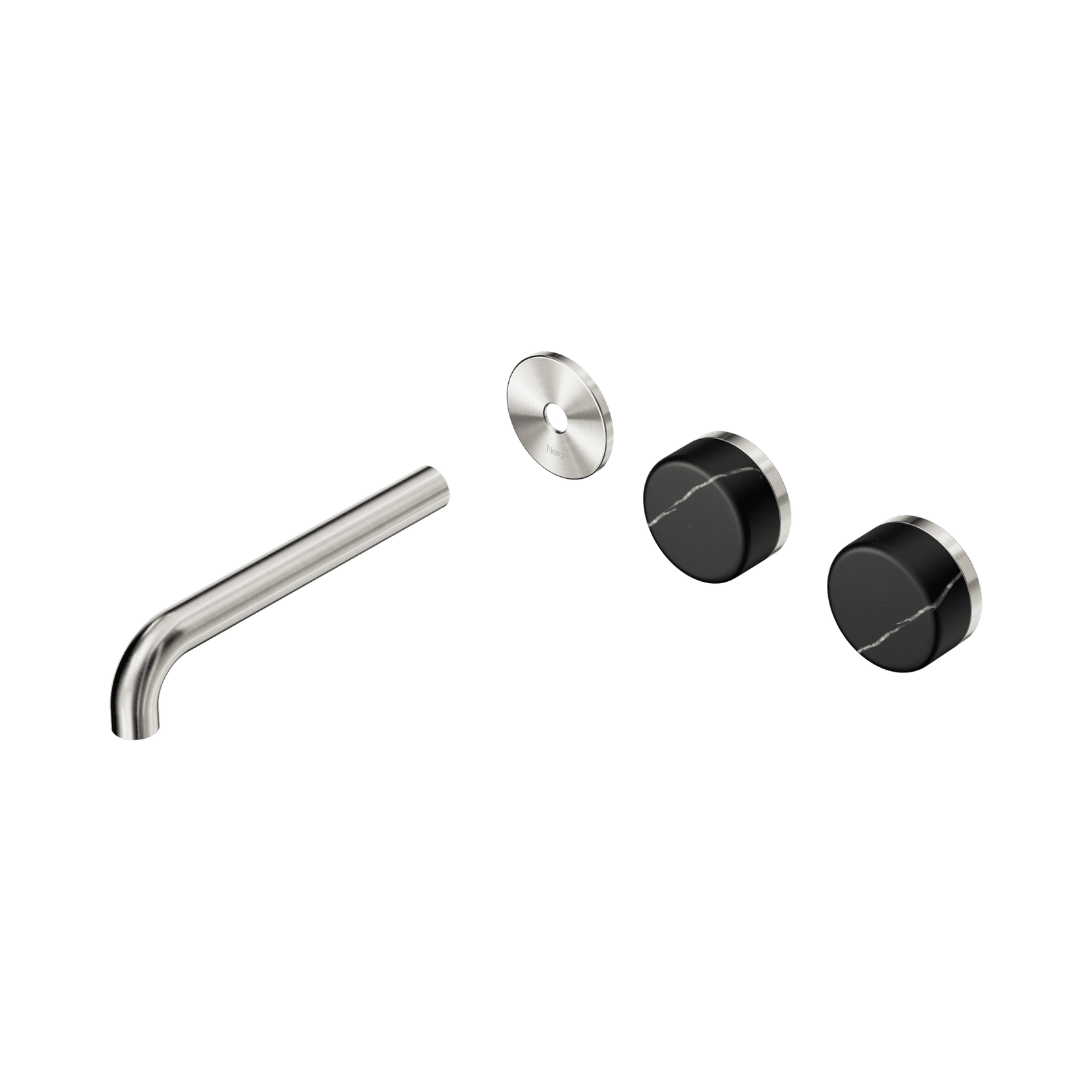 Serenity Wall Basin 185mm Offspout + Marquina Black Handle Brushed Nickel gallery detail image