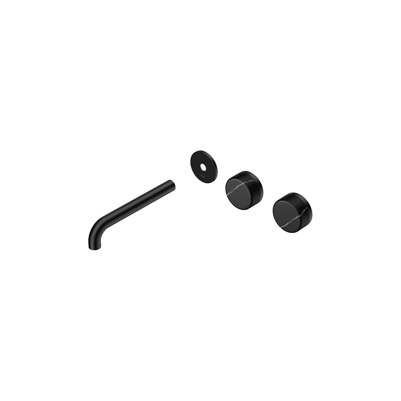 Serenity Wall Basin 185mm Offspout + Marquina Black Handle Matte Black gallery detail image