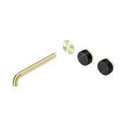 Serenity Wall Basin 220mm Offspout + Marquina Black Handle Brushed Gold gallery detail image