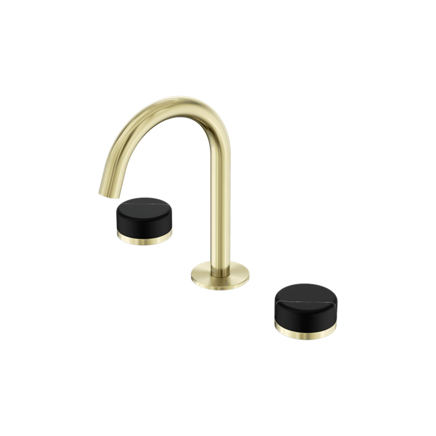 Serenity Basin Set Arc Spout With Marquina Black Handle Brushed Gold gallery detail image