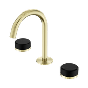 Serenity Basin Set Arc Spout With Marquina Black Handle Brushed Gold gallery detail image