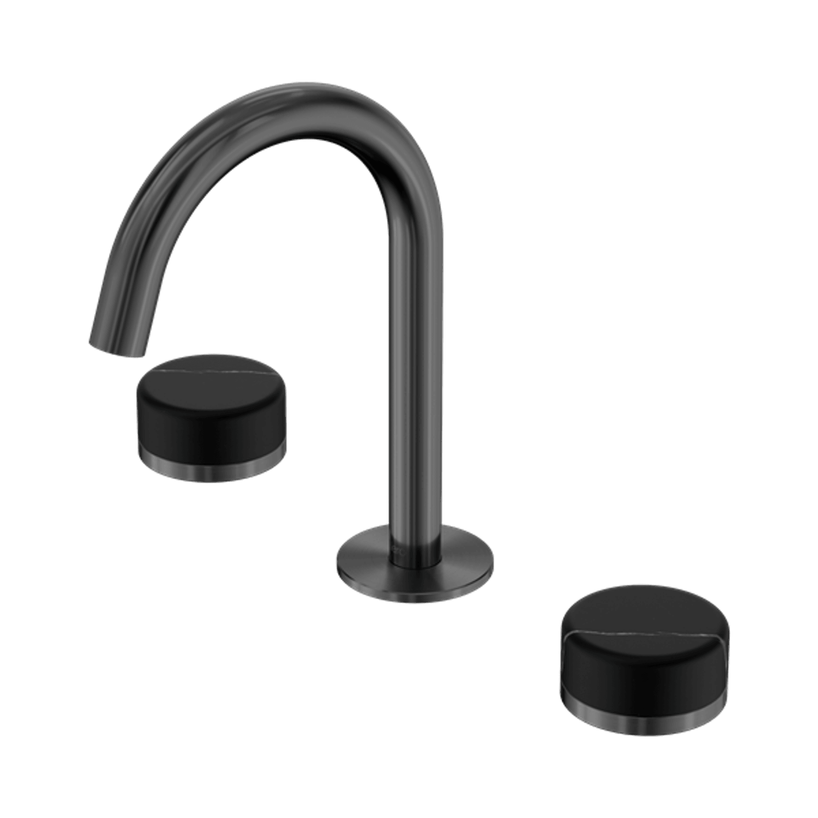 Serenity Basin Set Arc Spout With Marquina Black Handle Gun Metal gallery detail image