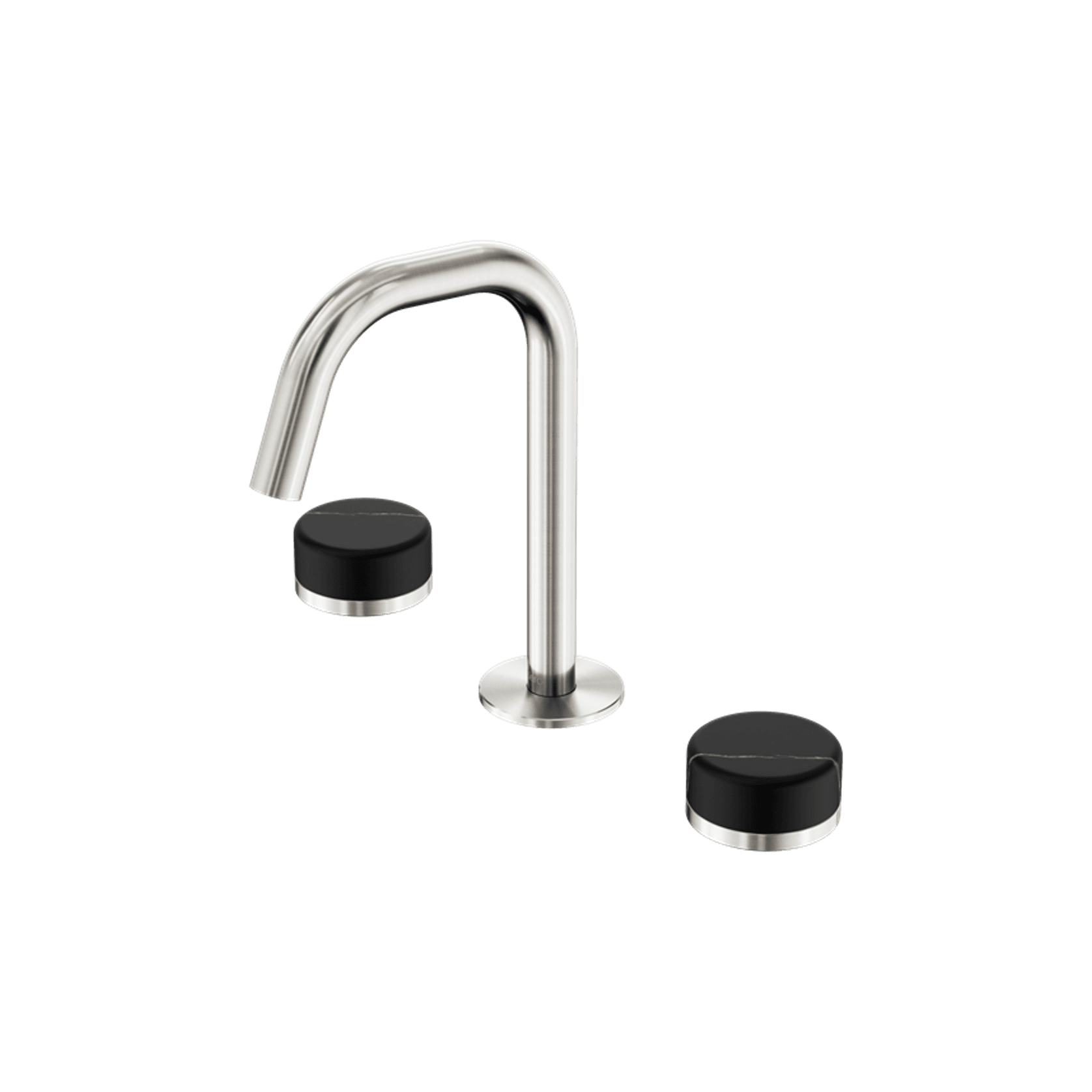 Serenity Basin Set Edge Spout With Marquina Black Handle Brushed Nickel gallery detail image