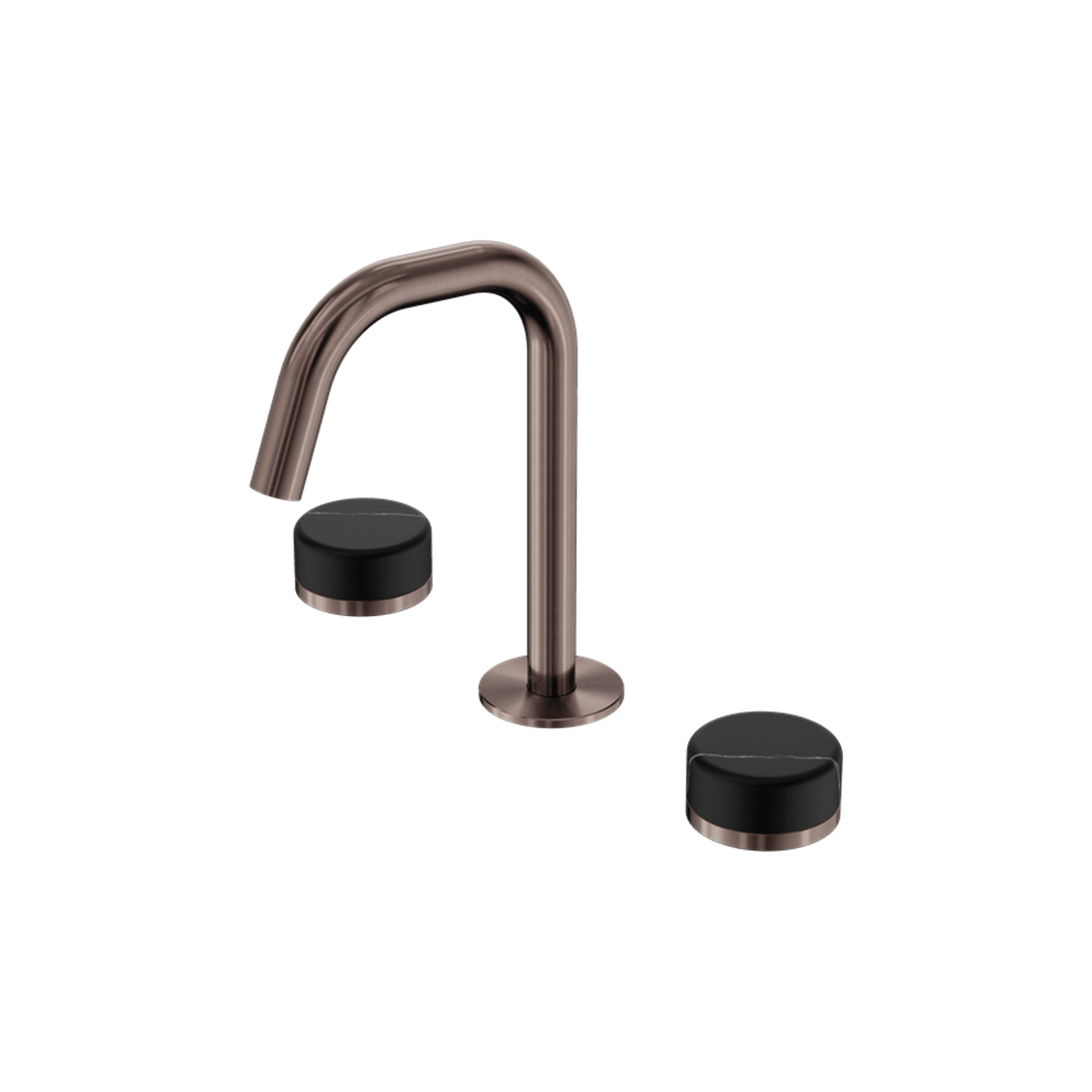Serenity Basin Set Edge Spout With Marquina Black Handle Brushed Bronze gallery detail image
