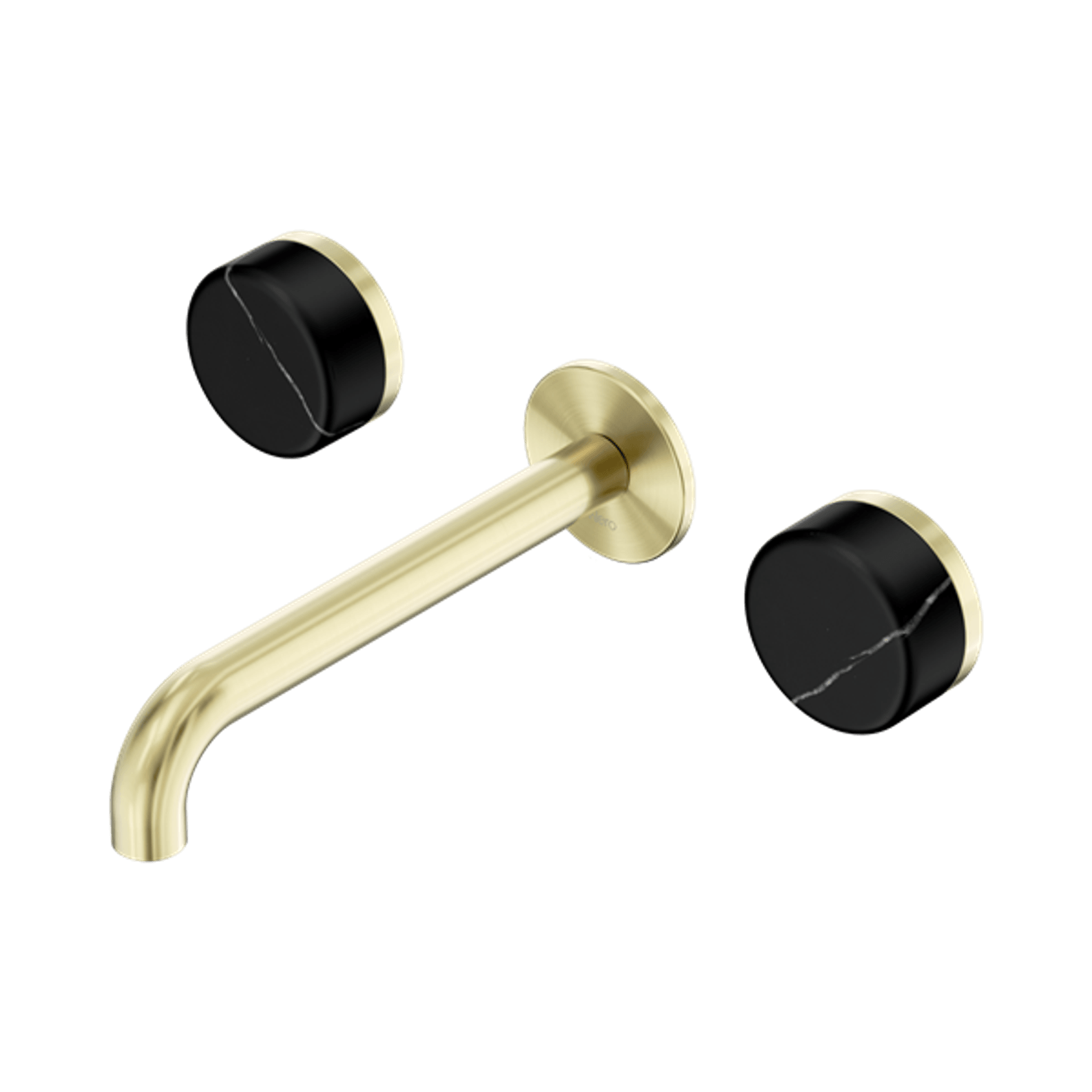 Serenity Wall Basin Set 160mm Spout With Marquina Black Handle Brushed Gold gallery detail image