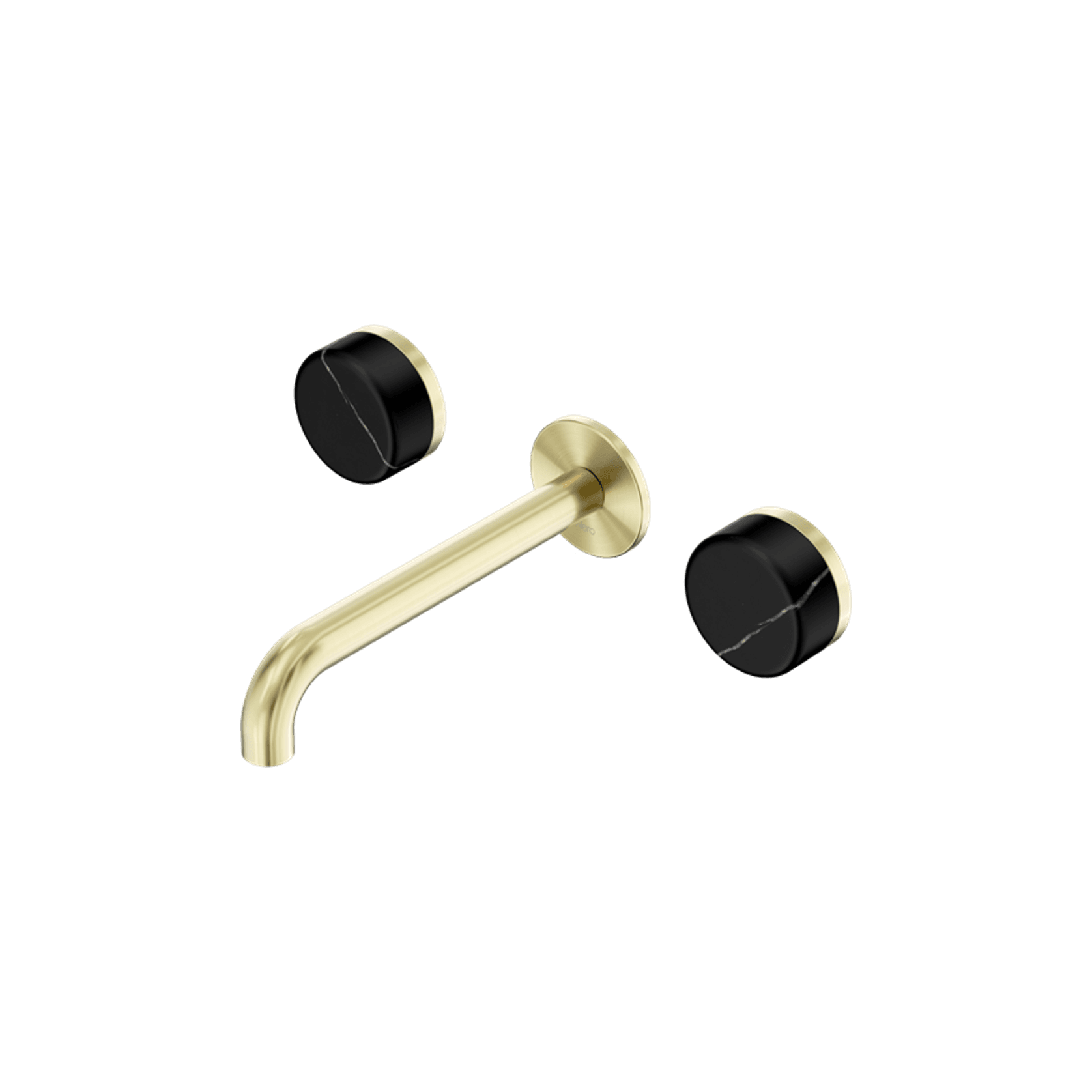 Serenity Wall Basin Set 185mm Spout With Marquina Black Handle Brushed Gold gallery detail image