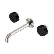 Serenity Wall Basin Set 185mm Spout With Marquina Black Handle Brushed Nickel gallery detail image