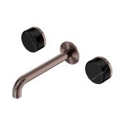 Serenity Wall Basin Set 160mm Spout With Marquina Black Handle Brushed Bronze gallery detail image