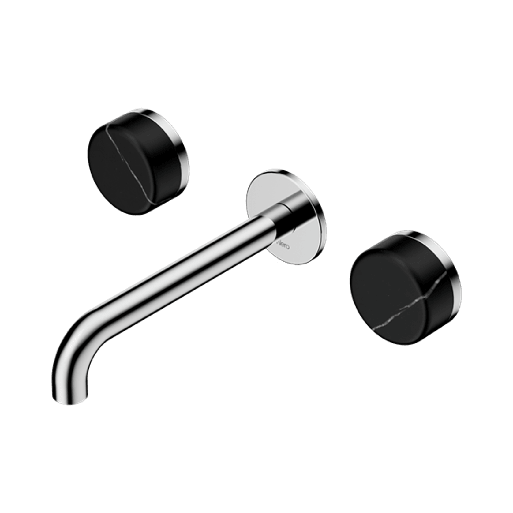 Serenity Wall Basin Set 220mm Spout With Marquina Black Handle Chrome gallery detail image