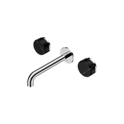 Serenity Wall Basin Set 220mm Spout With Marquina Black Handle Chrome gallery detail image