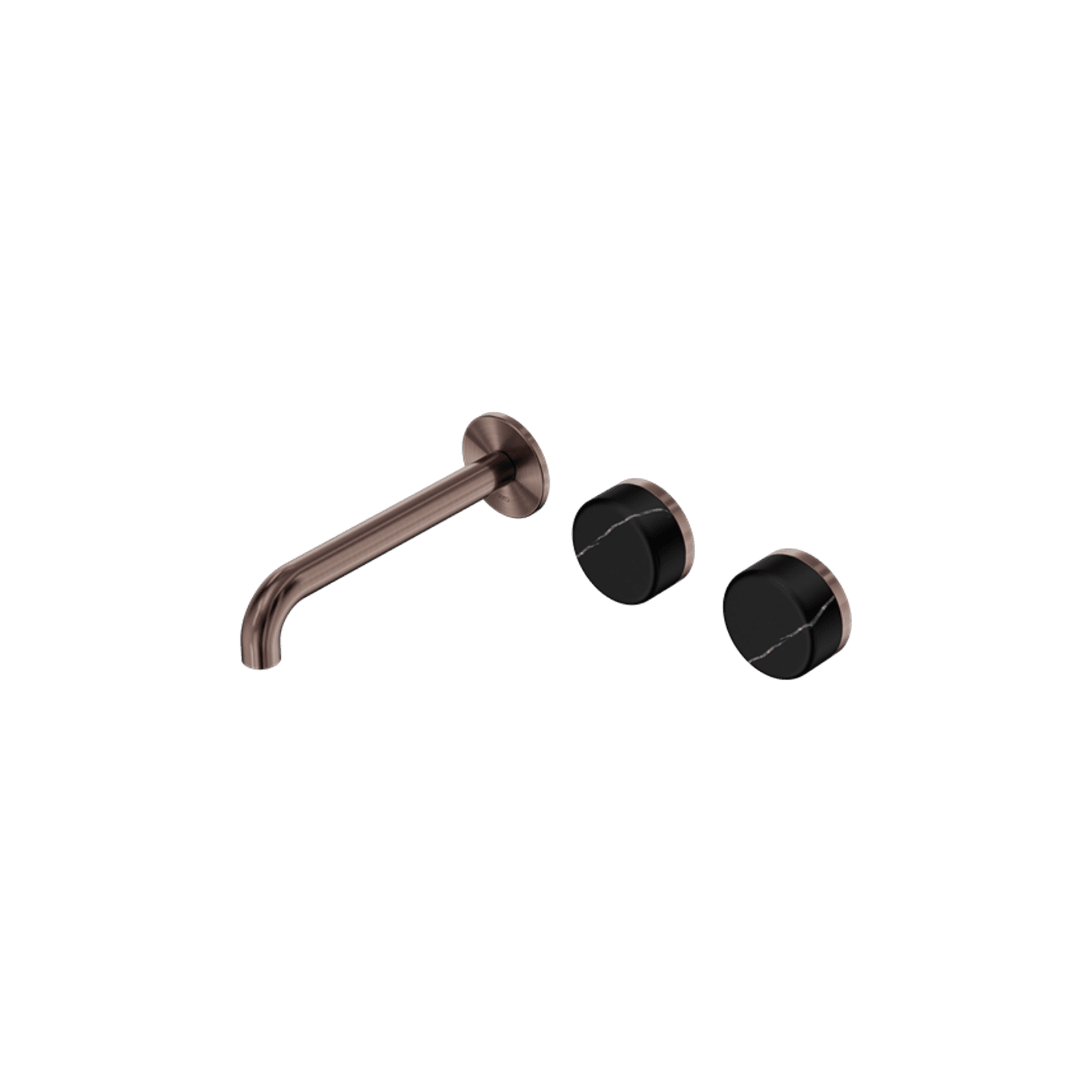 Serenity Wall Basin Set 220mm Offset Spout With Marquina Black Handle Brushed Bronze gallery detail image