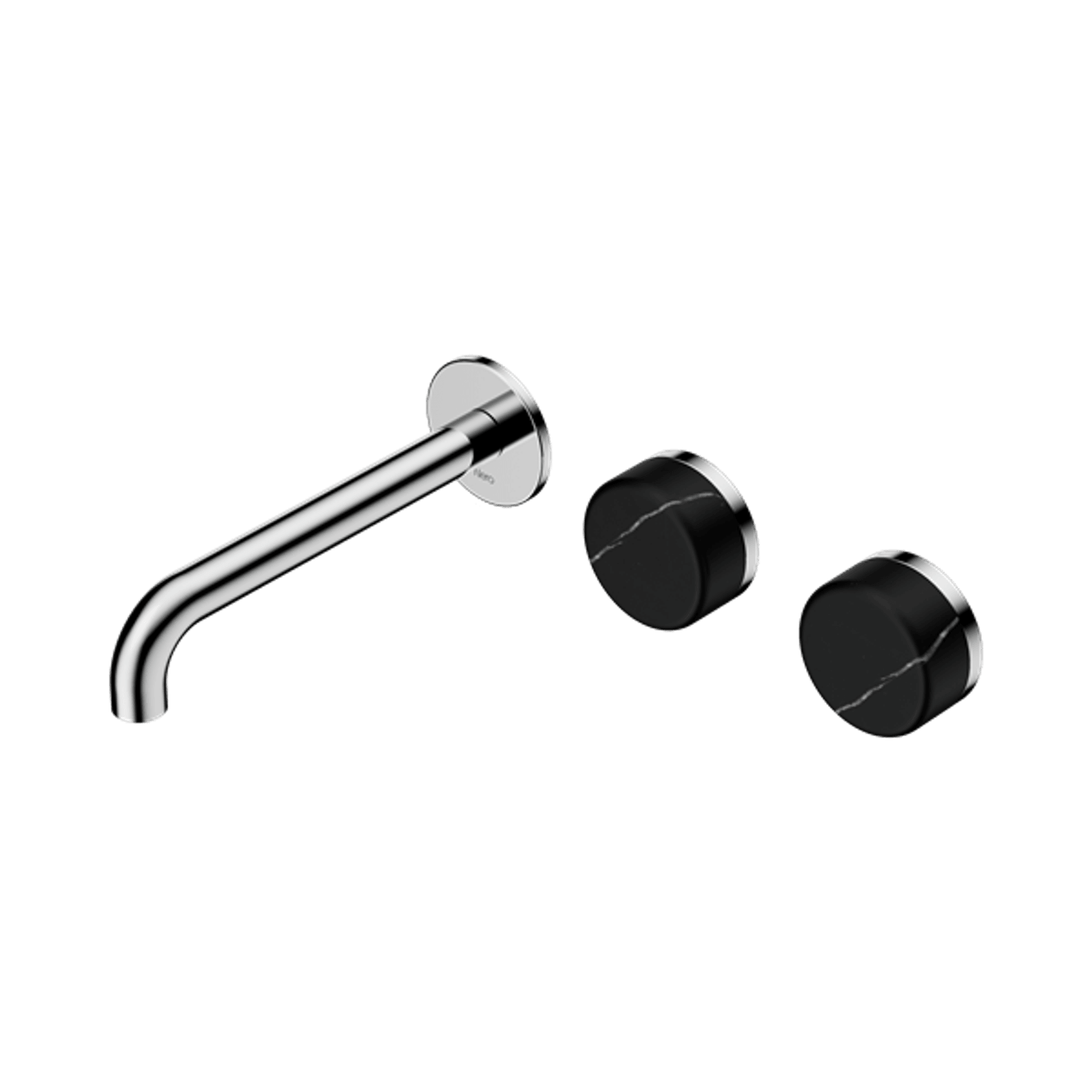 Serenity Wall Basin Set 220mm Offset Spout With Marquina Black Handle Chrome gallery detail image