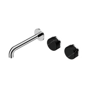 Serenity Wall Basin Set 220mm Offset Spout With Marquina Black Handle Chrome gallery detail image