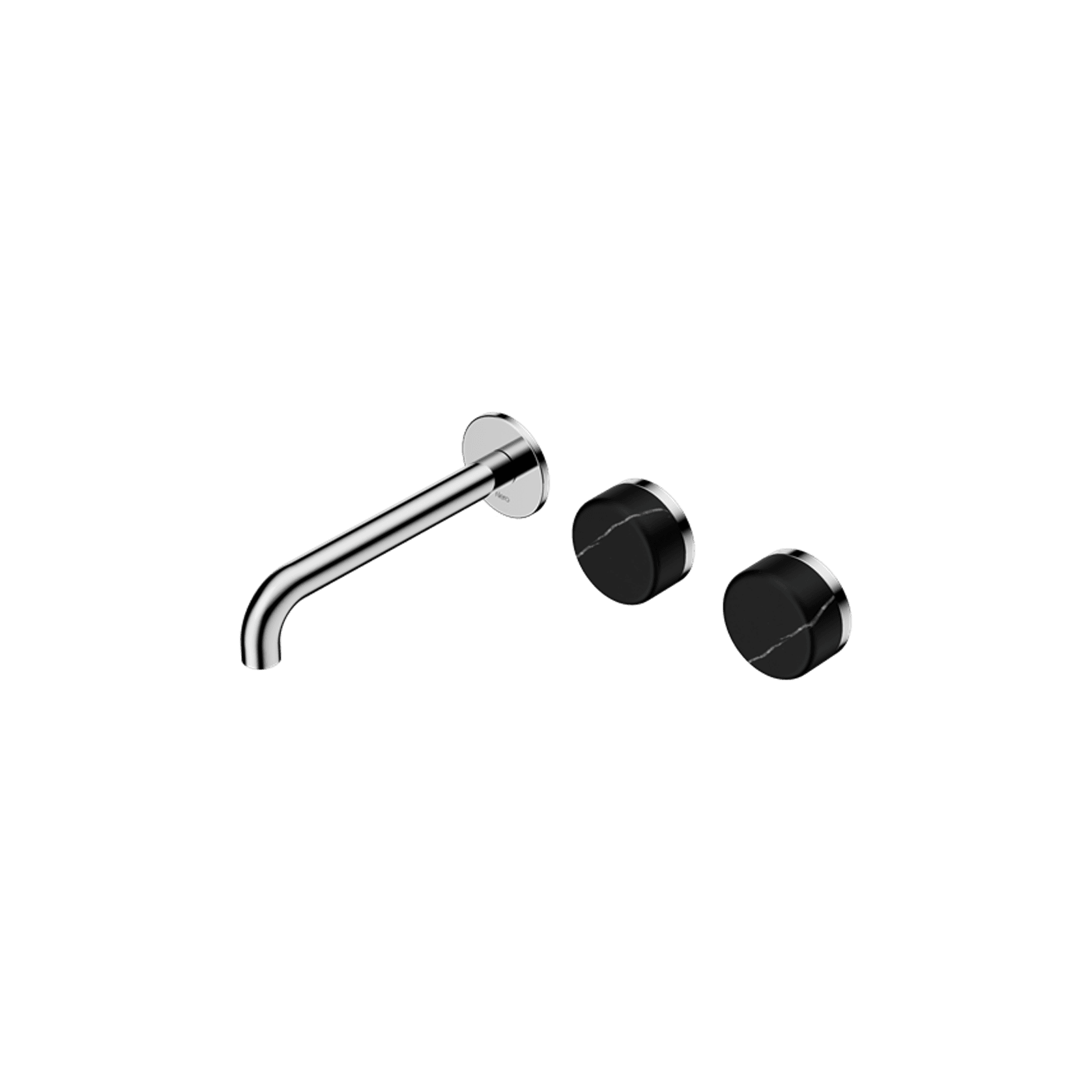 Serenity Wall Basin Set 160mm Offset Spout With Marquina Black Handle Chrome gallery detail image