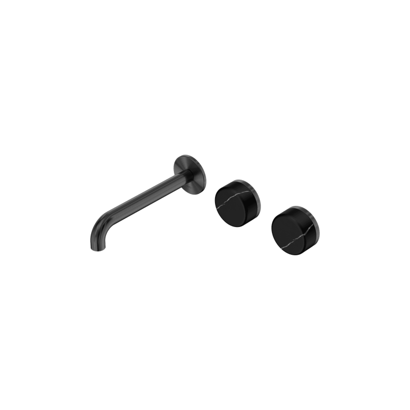 Serenity Wall Basin Set 185mm Offset Spout With Marquina Black Handle Gun Metal gallery detail image