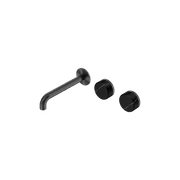 Serenity Wall Basin Set 160mm Offset Spout With Marquina Black Handle Gun Metal gallery detail image