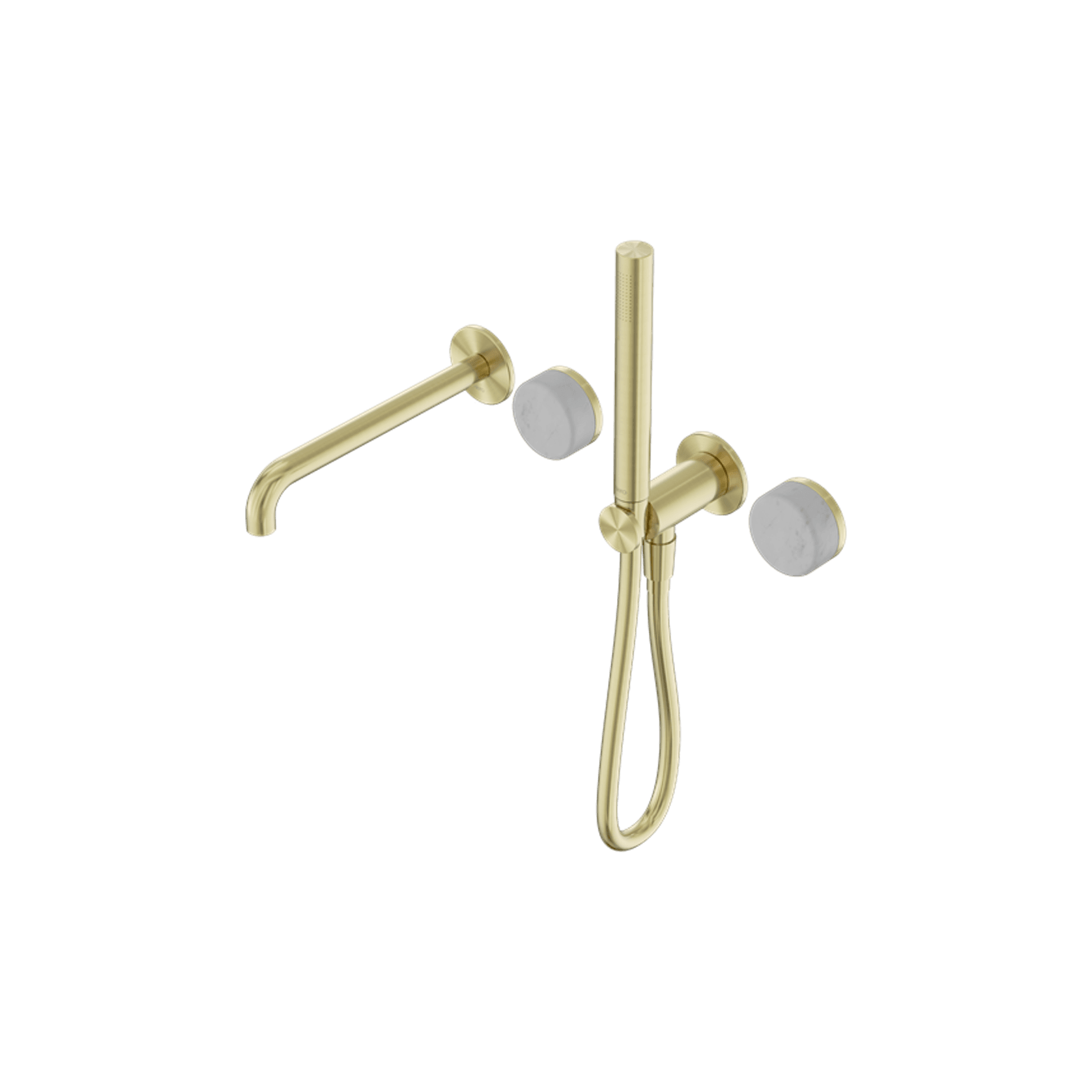 Serenity Shower System Spout Carrara Handle And Slim Shower Brushed Gold gallery detail image