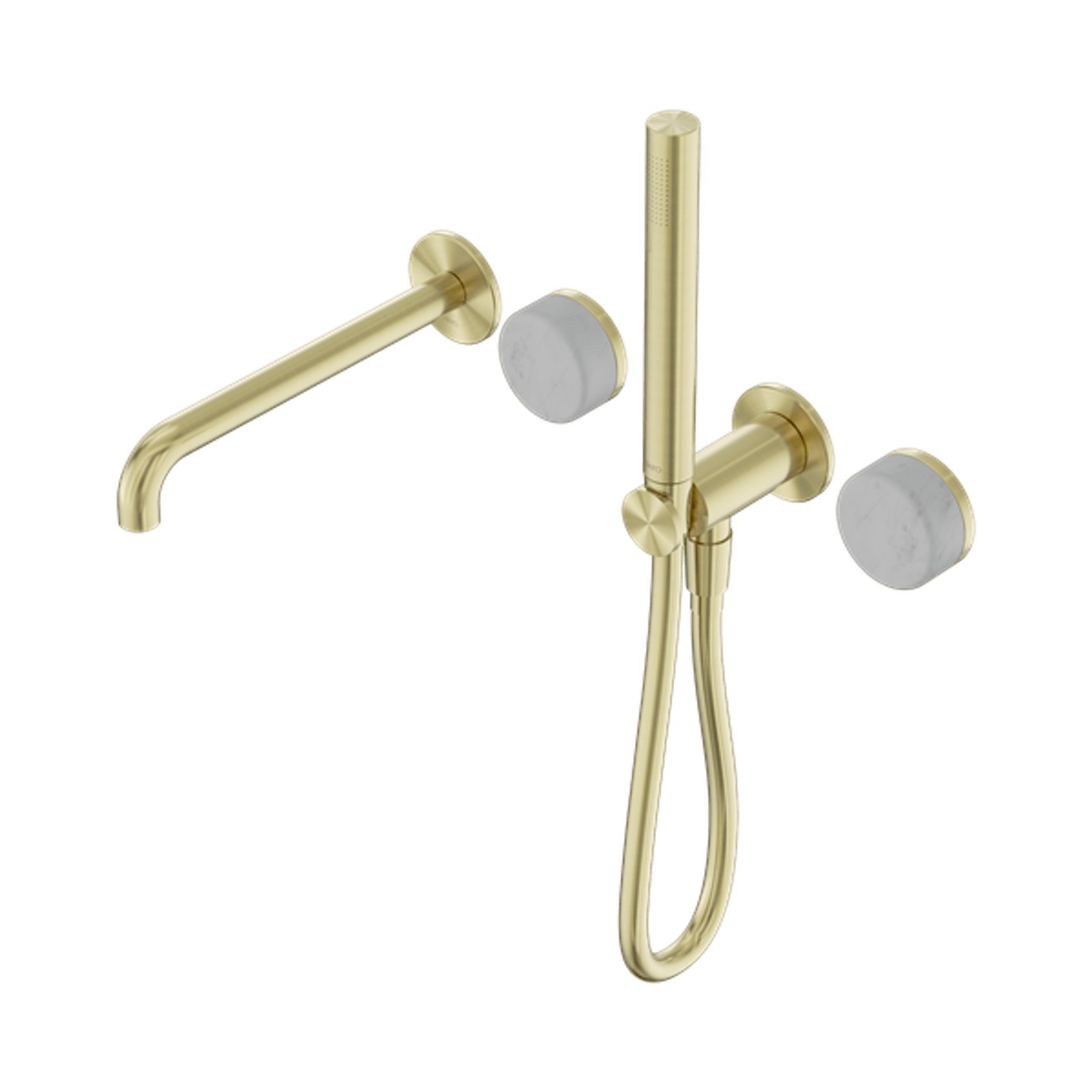 Serenity Shower System Spout Carrara Handle And Slim Shower Brushed Gold gallery detail image