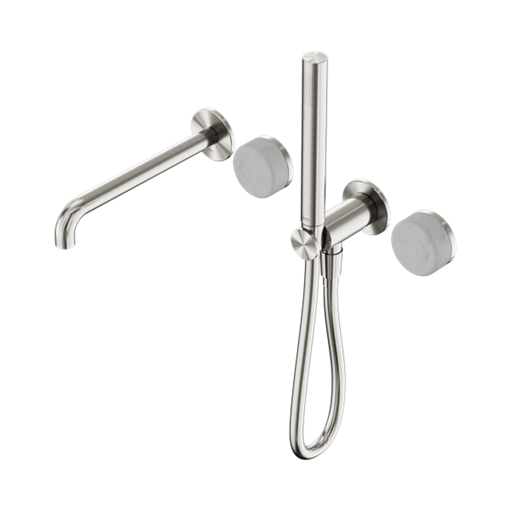 Serenity Shower System Spout Carrara Handle And Slim Shower Brushed Nickel gallery detail image