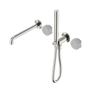 Serenity Shower System Spout Carrara Handle And Slim Shower Brushed Nickel gallery detail image