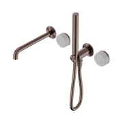 Serenity Shower System Spout Carrara Handle And Slim Shower Brushed Bronze gallery detail image