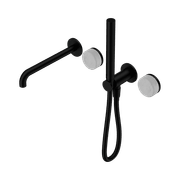 Serenity Shower System Spout Carrara Handle And Slim Shower Matte Black gallery detail image