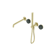 Serenity Shower System Spout Verde Alpi Handle And Slim Shower Brushed Gold gallery detail image