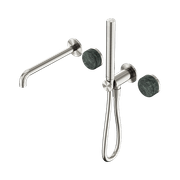 Serenity Shower System Spout Verde Alpi Handle And Slim Shower Brushed Nickel gallery detail image