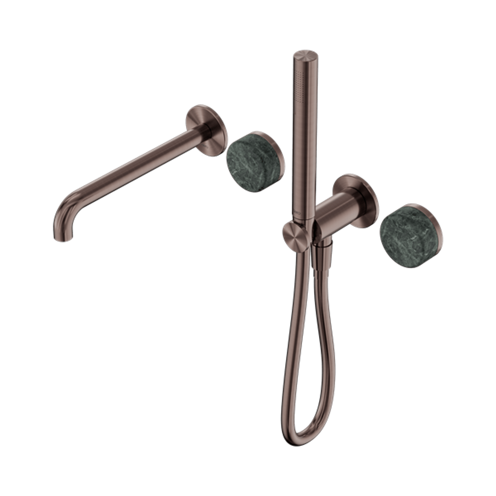 Serenity Shower System Spout Verde Alpi Handle And Slim Shower Brushed Bronze gallery detail image
