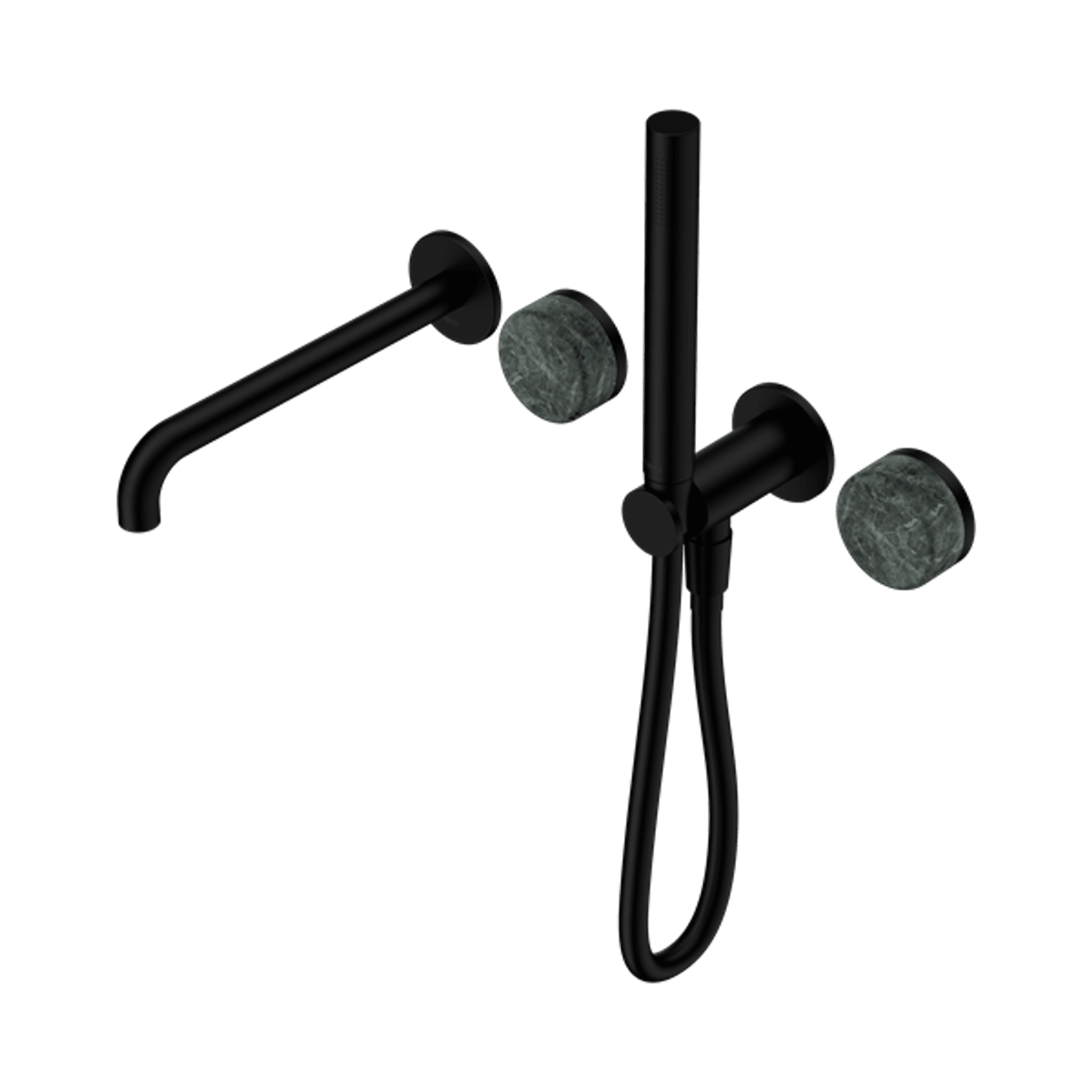 Serenity Shower System Spout Verde Alpi Handle And Slim Shower Matte Black gallery detail image