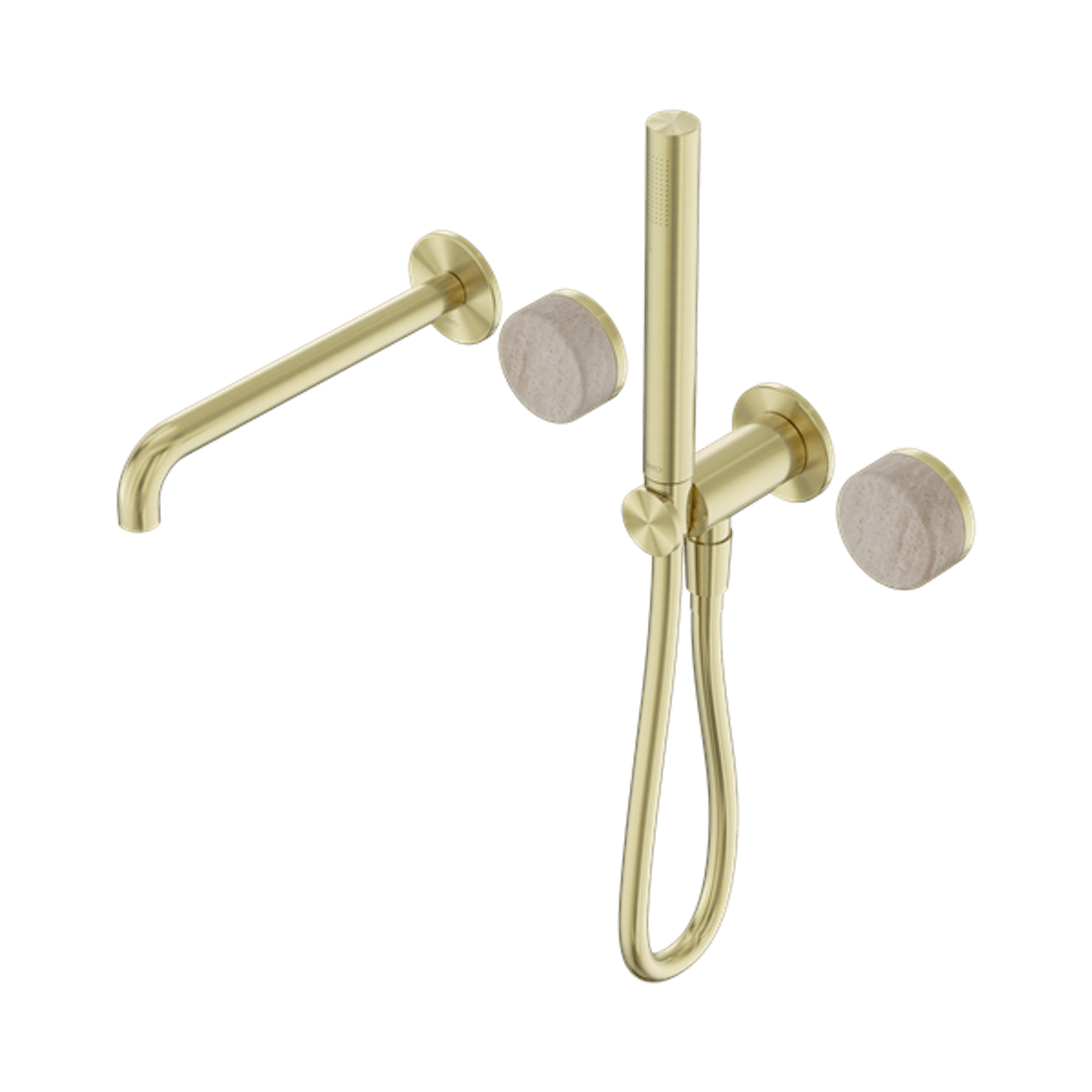 Serenity Shower System Spout Rome Travertine Handle And Slim Shower Brushed Gold gallery detail image