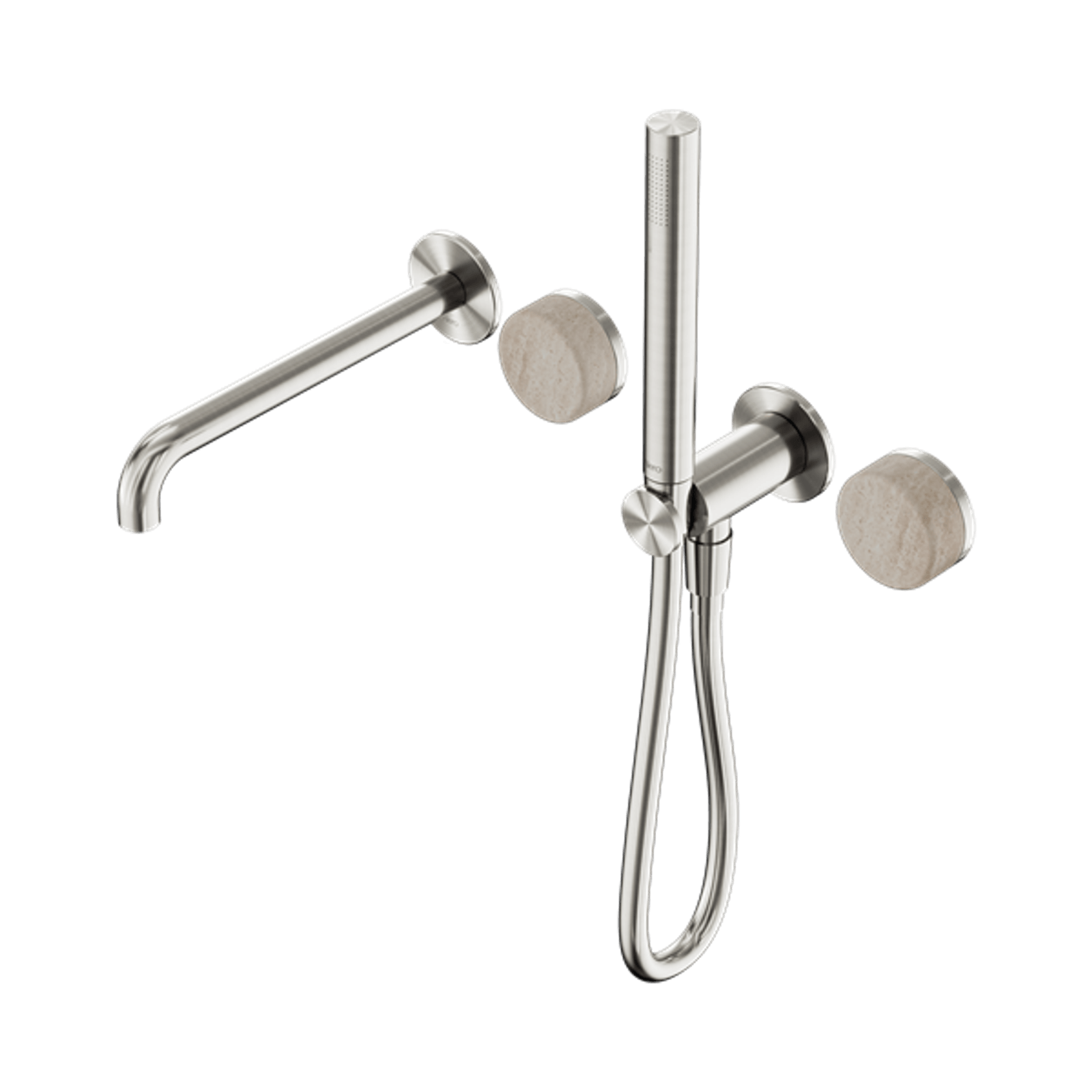 Serenity Shower System Spout Rome Travertine Handle And Slim Shower Brushed Nickel gallery detail image