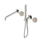 Serenity Shower System Spout Rome Travertine Handle And Slim Shower Brushed Nickel gallery detail image