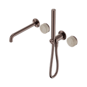 Serenity Shower System Spout Rome Travertine Handle And Slim Shower Brushed Bronze gallery detail image