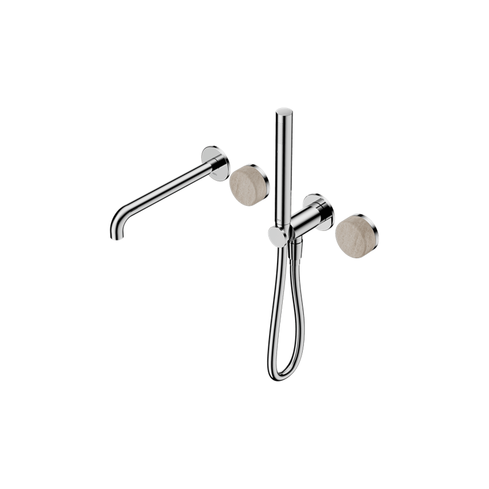 Serenity Shower System Spout Rome Travertine Handle And Slim Shower Chrome gallery detail image