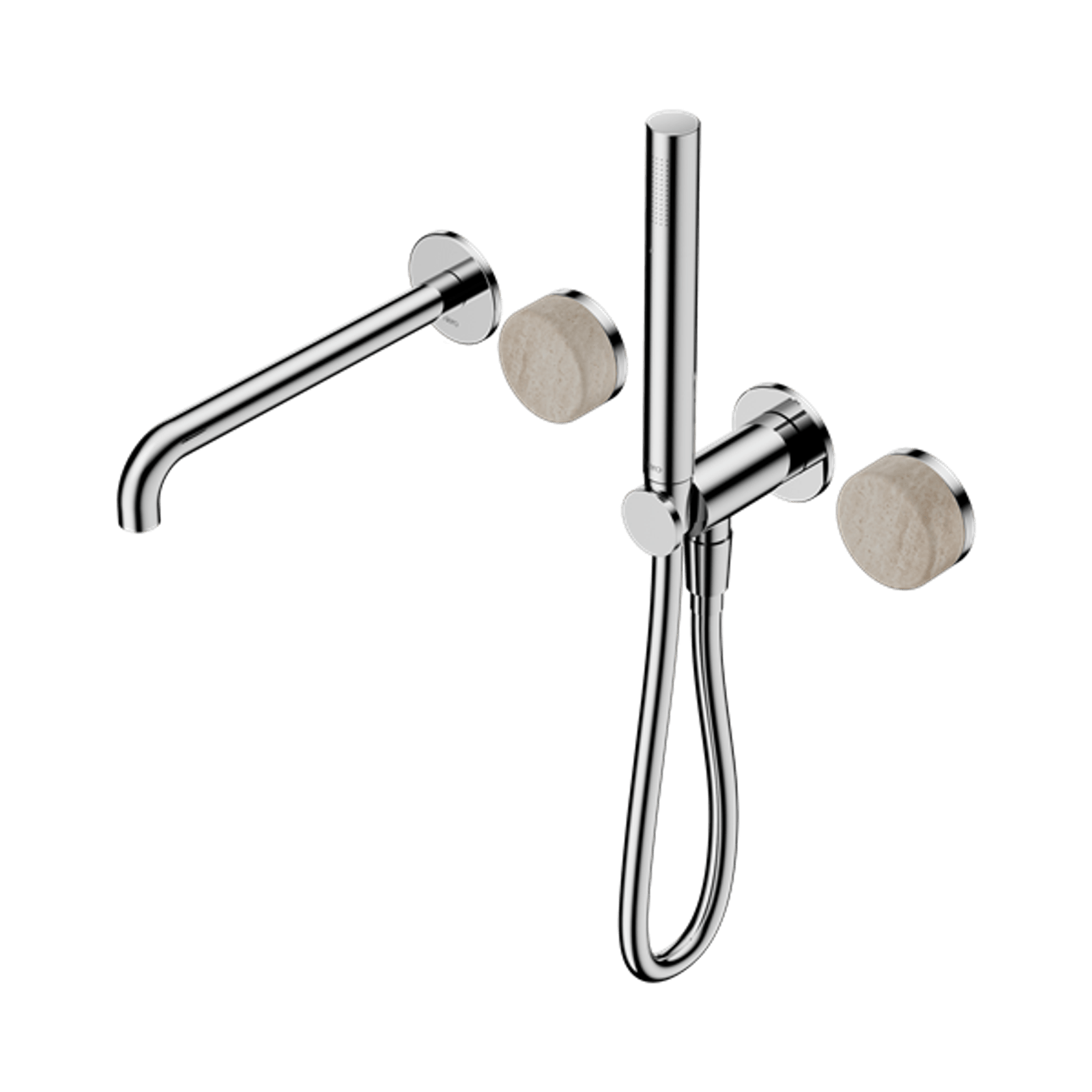 Serenity Shower System Spout Rome Travertine Handle And Slim Shower Chrome gallery detail image
