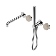 Serenity Shower System Spout Rome Travertine Handle And Slim Shower Chrome gallery detail image