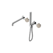 Serenity Shower System Spout Rome Travertine Handle And Slim Shower Chrome gallery detail image