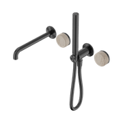 Serenity Shower System Spout Rome Travertine Handle And Slim Shower Gun Metal gallery detail image