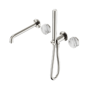 Serenity Shower System Spout Arabescato Corchia Handle And Slim Shower Brushed Nickel gallery detail image