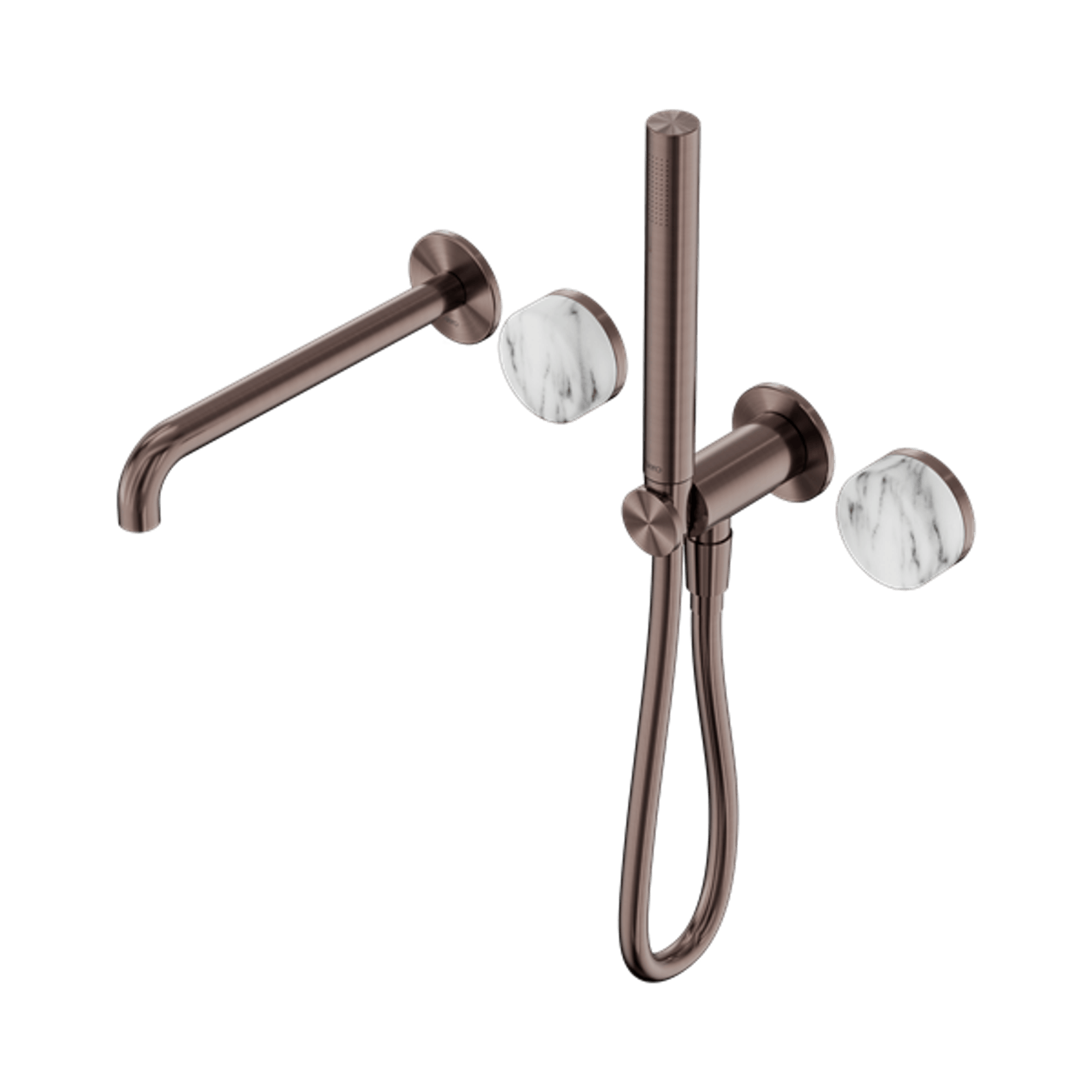 Serenity Shower System Spout Arabescato Corchia Handle And Slim Shower Brushed Bronze gallery detail image